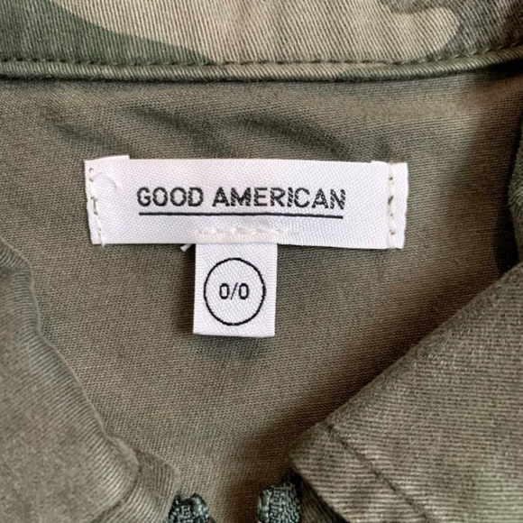 Good American NWT Camo Print Soft Stretch Short Military Jacket Army Green Sz XS - Picture 8 of 10